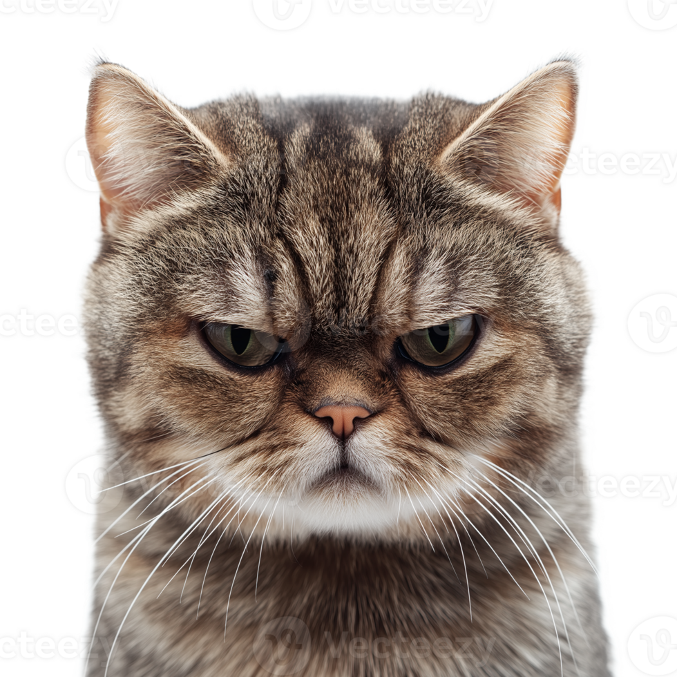 Grumpy Cat Isolated on Transparent Background, Expressive Feline with Attitude png