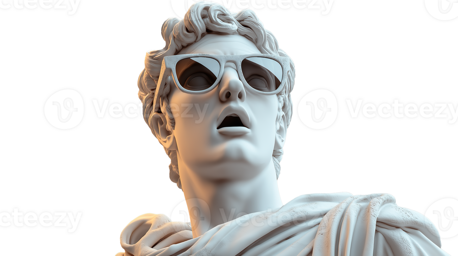 Modern Greek Man with Sunglasses, Dramatic Expression, Minimalist Transparent Background png