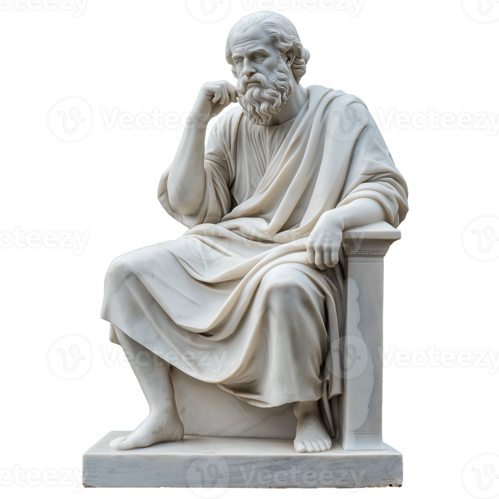 Marble Statue of Philosopher Thinking Isolated on Transparent Background png