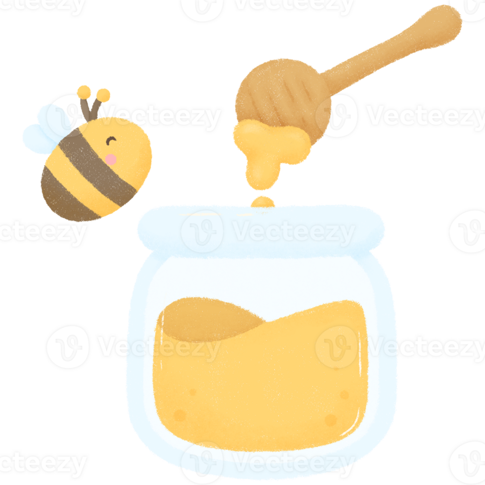 Jar of honey and bee png