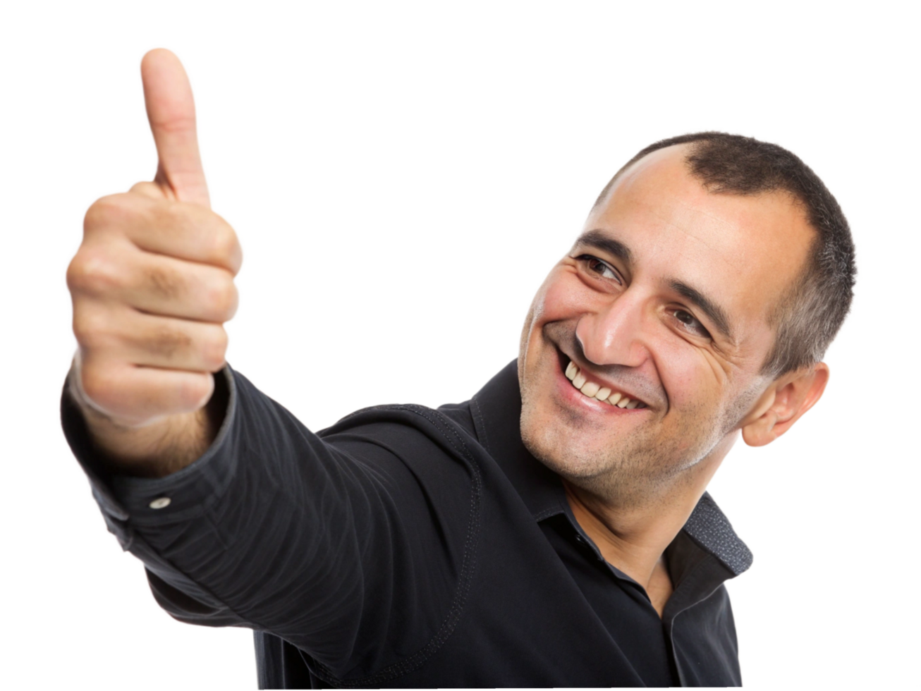 Positive emotions man giving thumbs up gesture lifestyle studio approval concept png