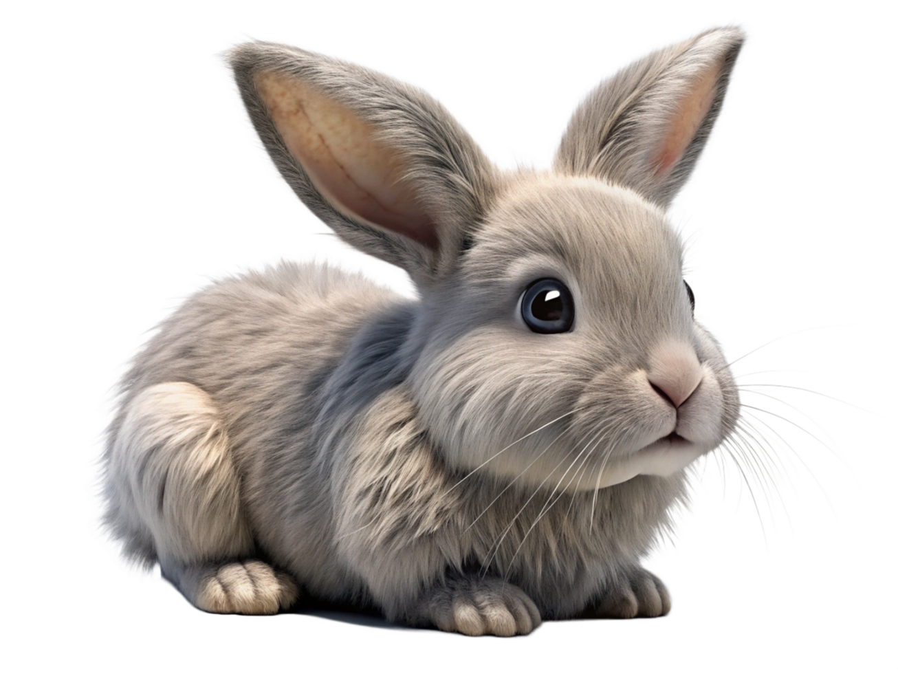 Cute fluffy rabbit with long ears animal portrait studio setting close-up adorable concept png