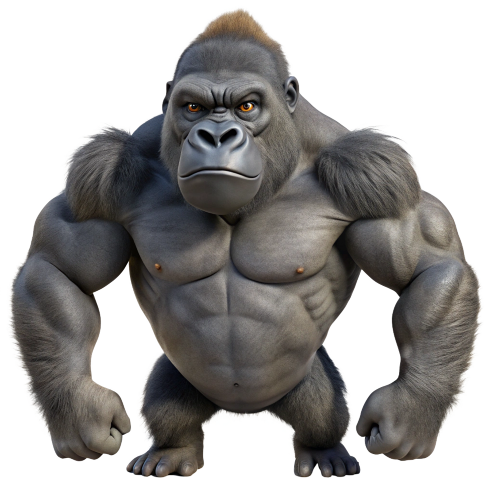 Powerful gorilla displaying strength jungle digital art wild environment close-up mighty presence png
