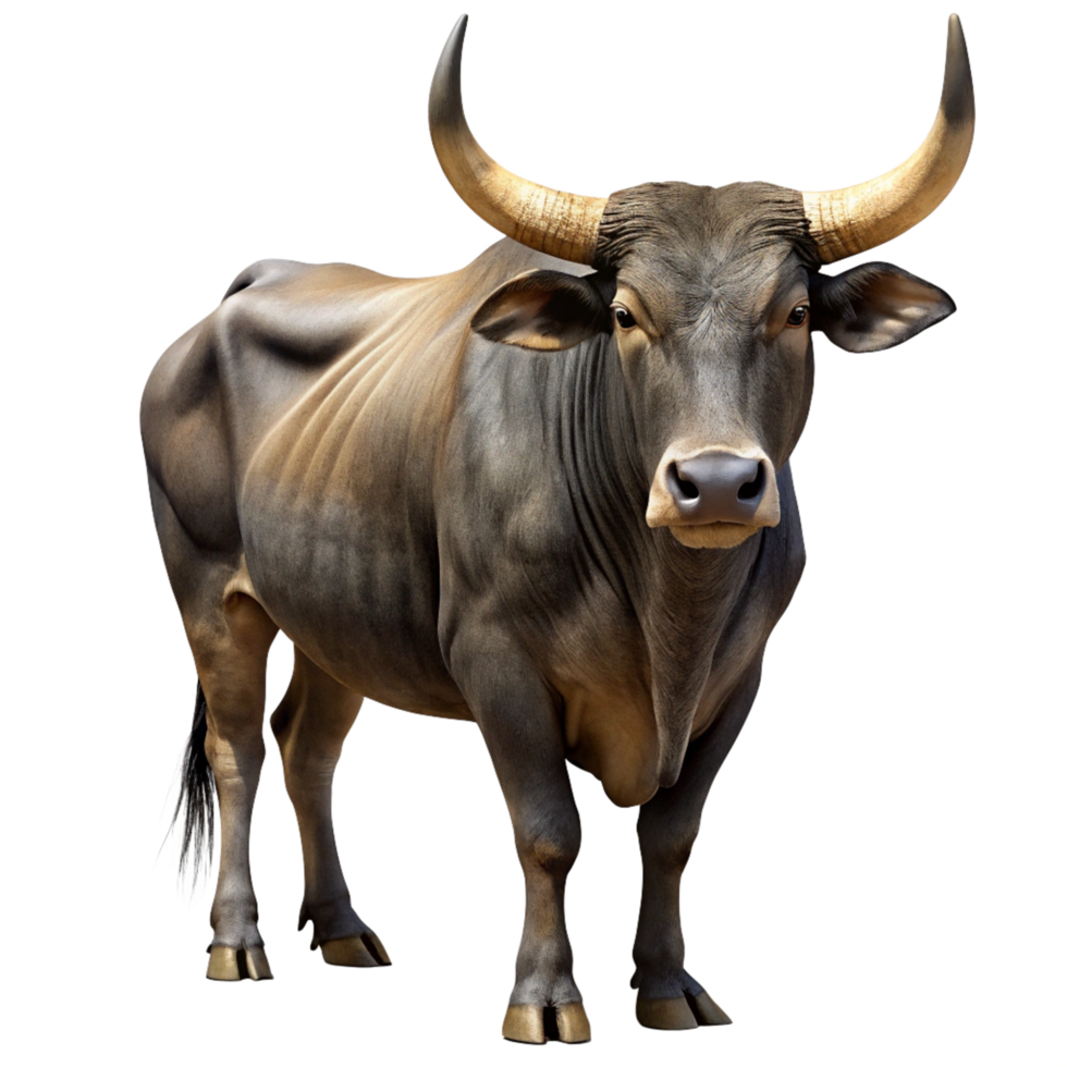 Majestic bull with sharp horns animal photography studio lighting front view nature concept png