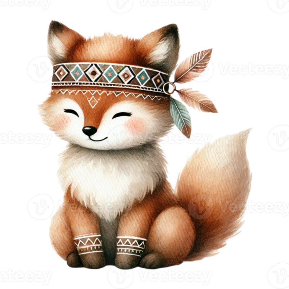 A cute little fox wearing a headdress png