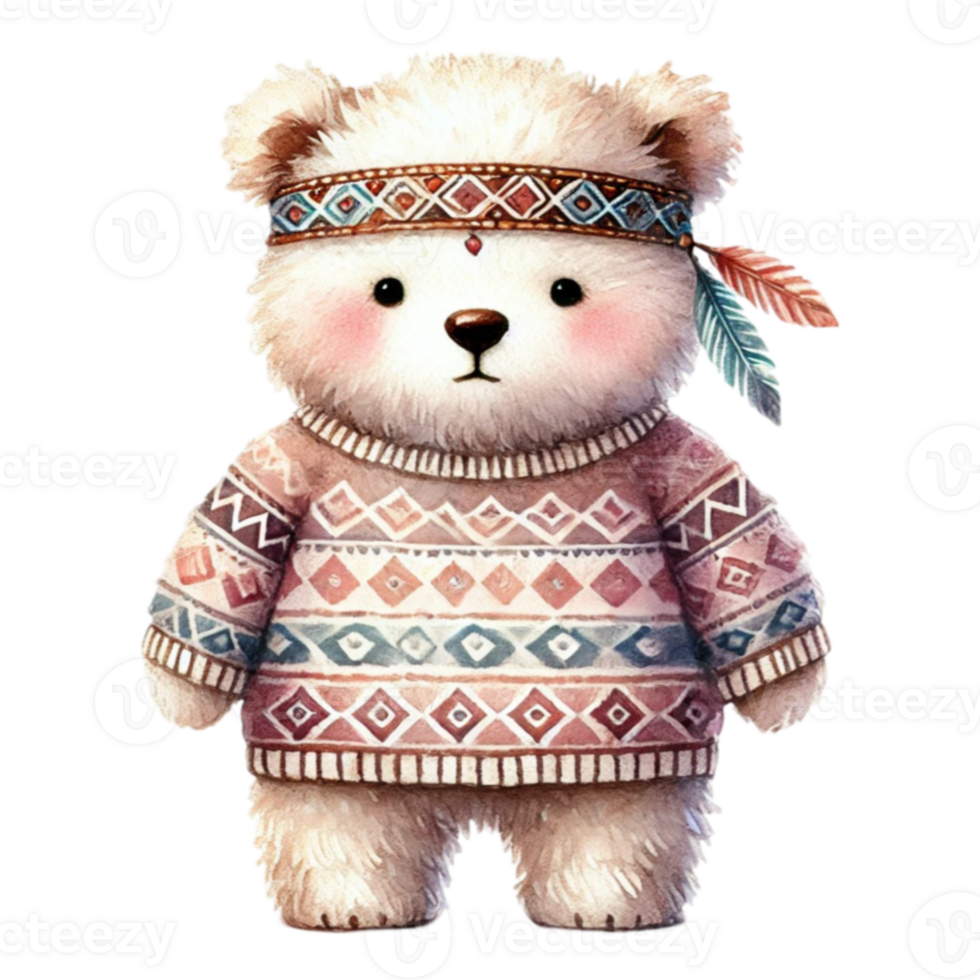 A cute little teddy bear wearing a sweater png