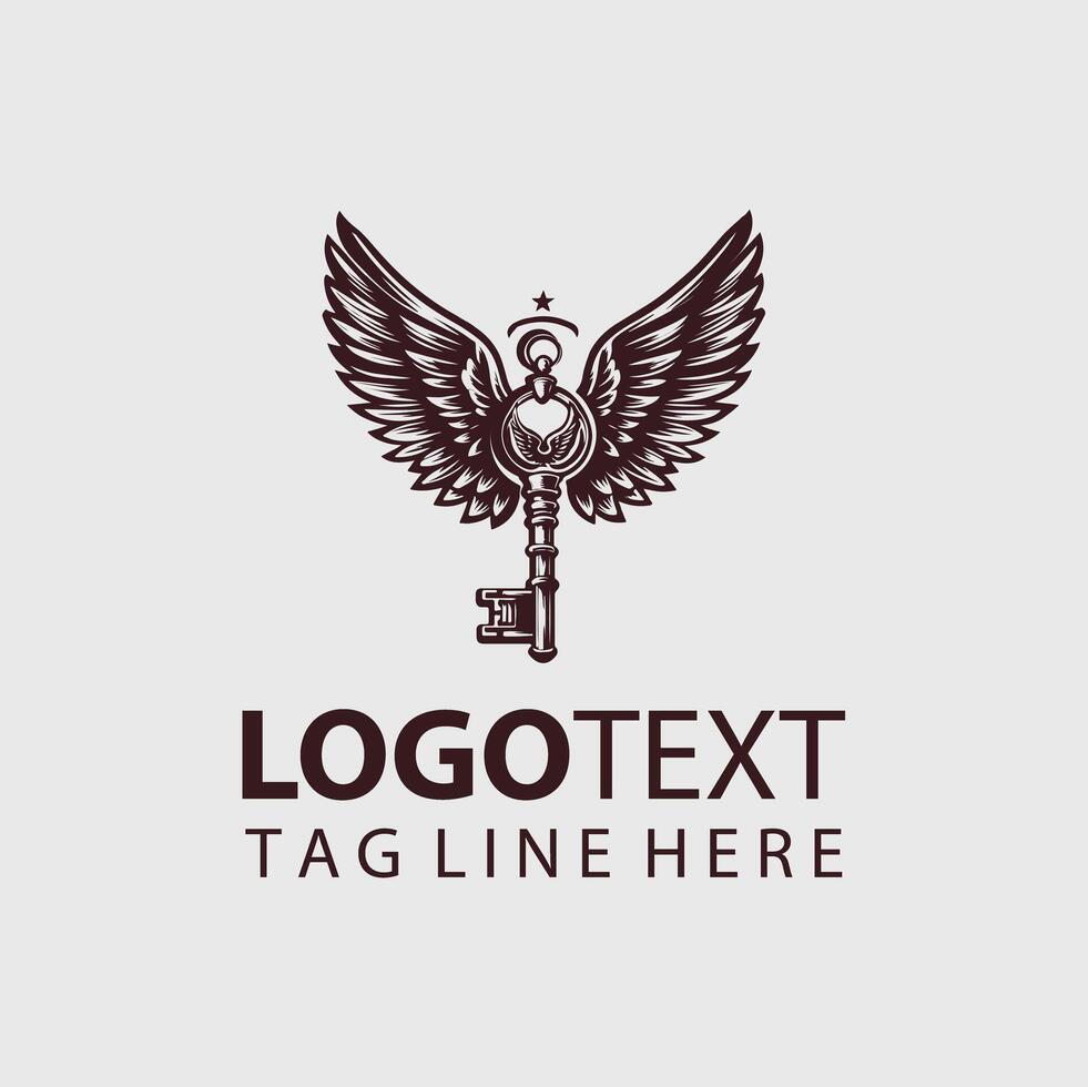 key wings logo design vector