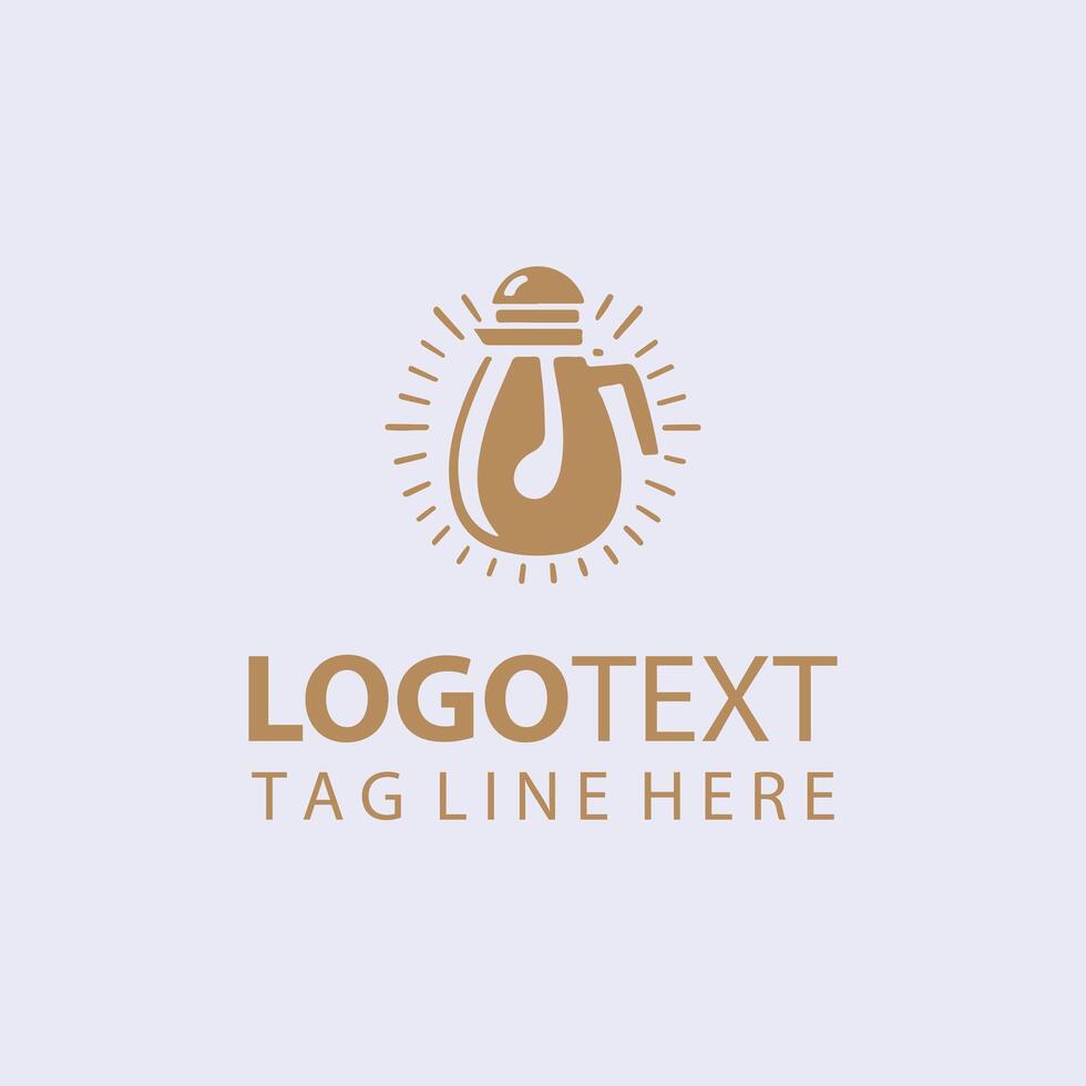 A logo for a coffee shop with a golden coffee pot vector