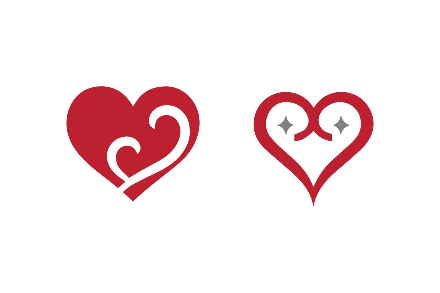 Two red hearts with a star in the middle vector