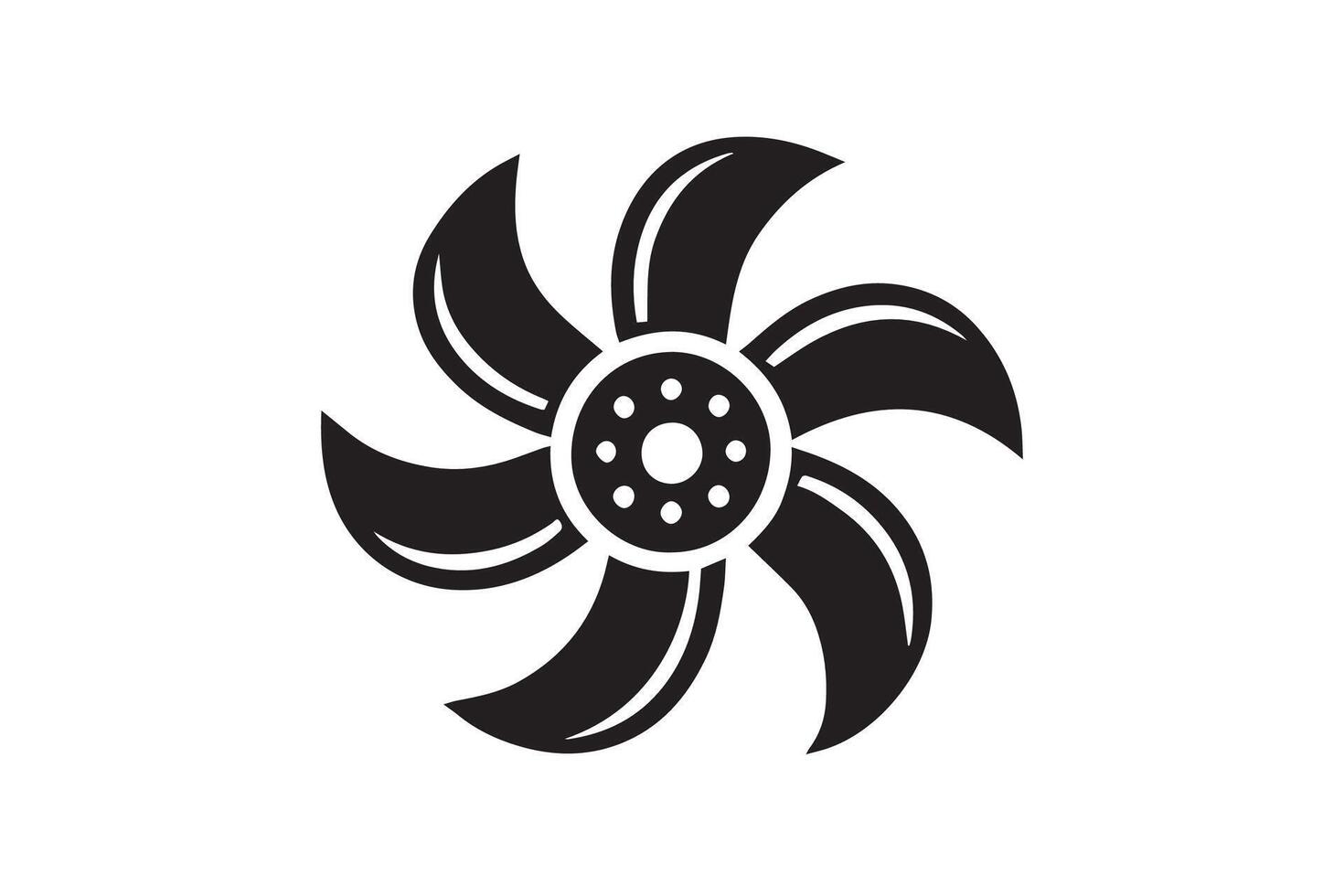 A black and white logo of a fan vector