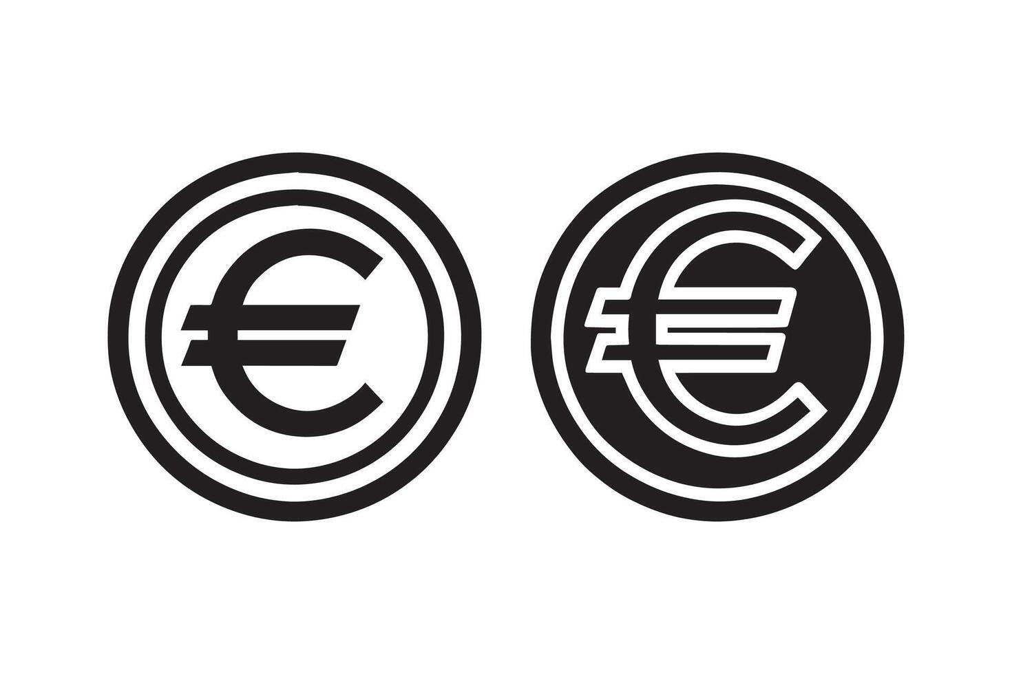 Two euro and euro sign icons on a white background vector