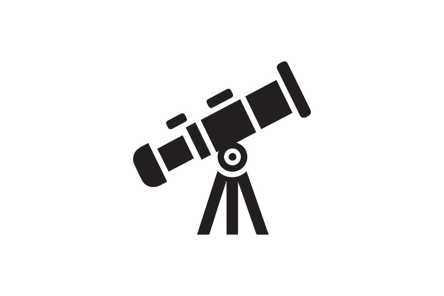 A black and white image of a telescope on a tripod vector