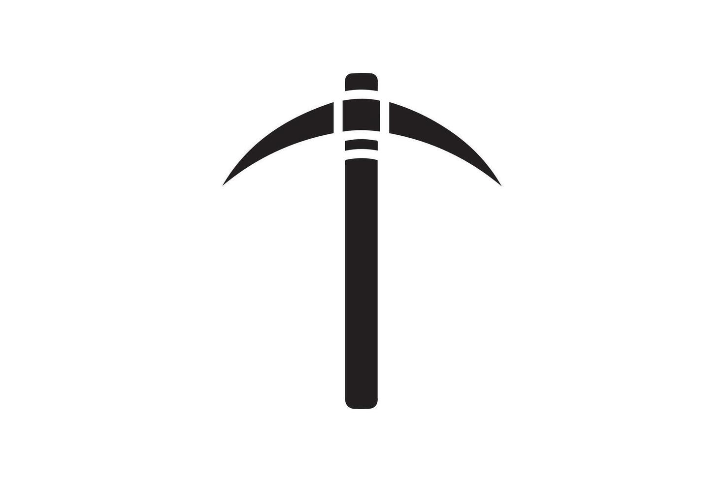 A black and white icon of a pickaxe vector