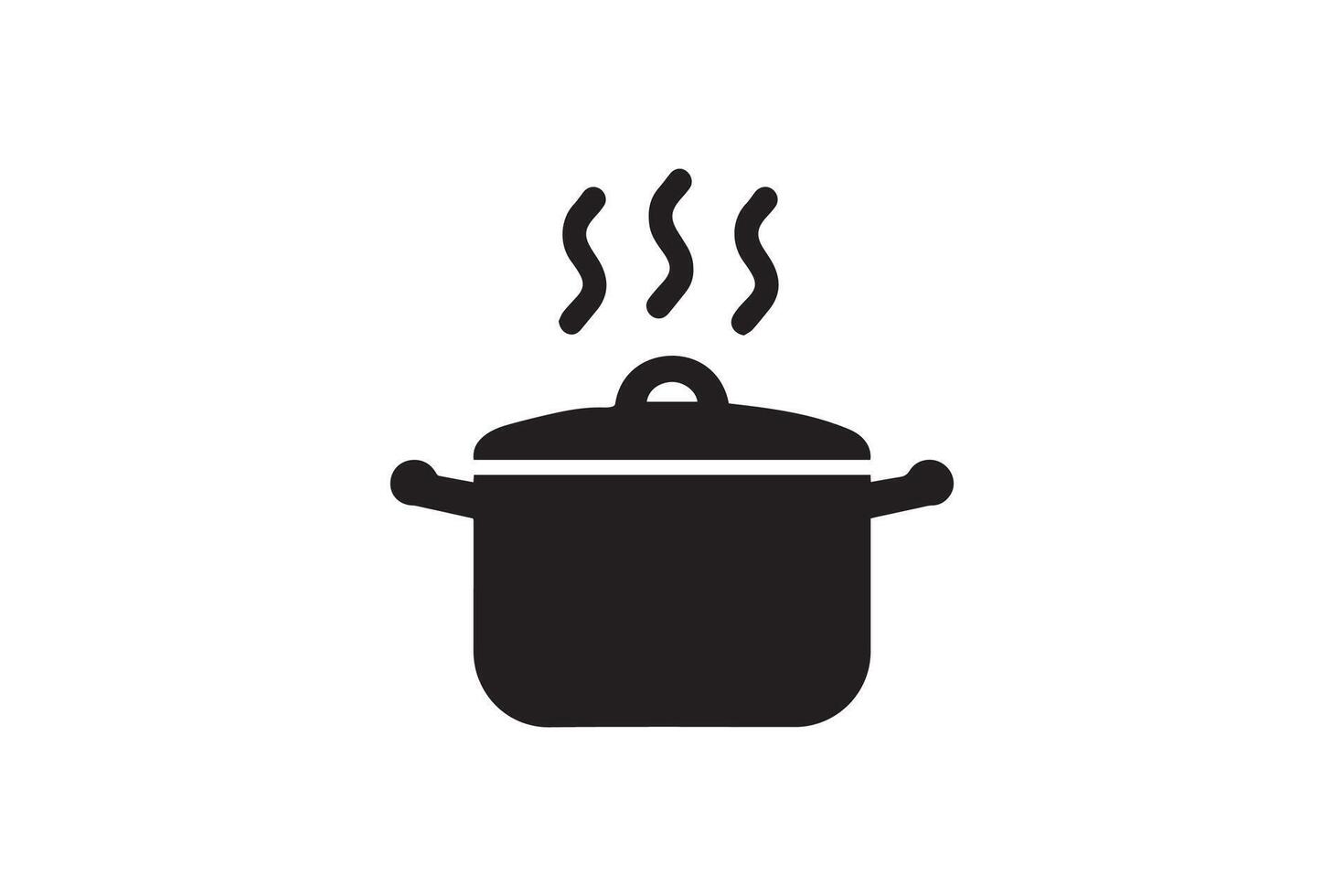 A black and white illustration of a pot with steam coming out of it vector