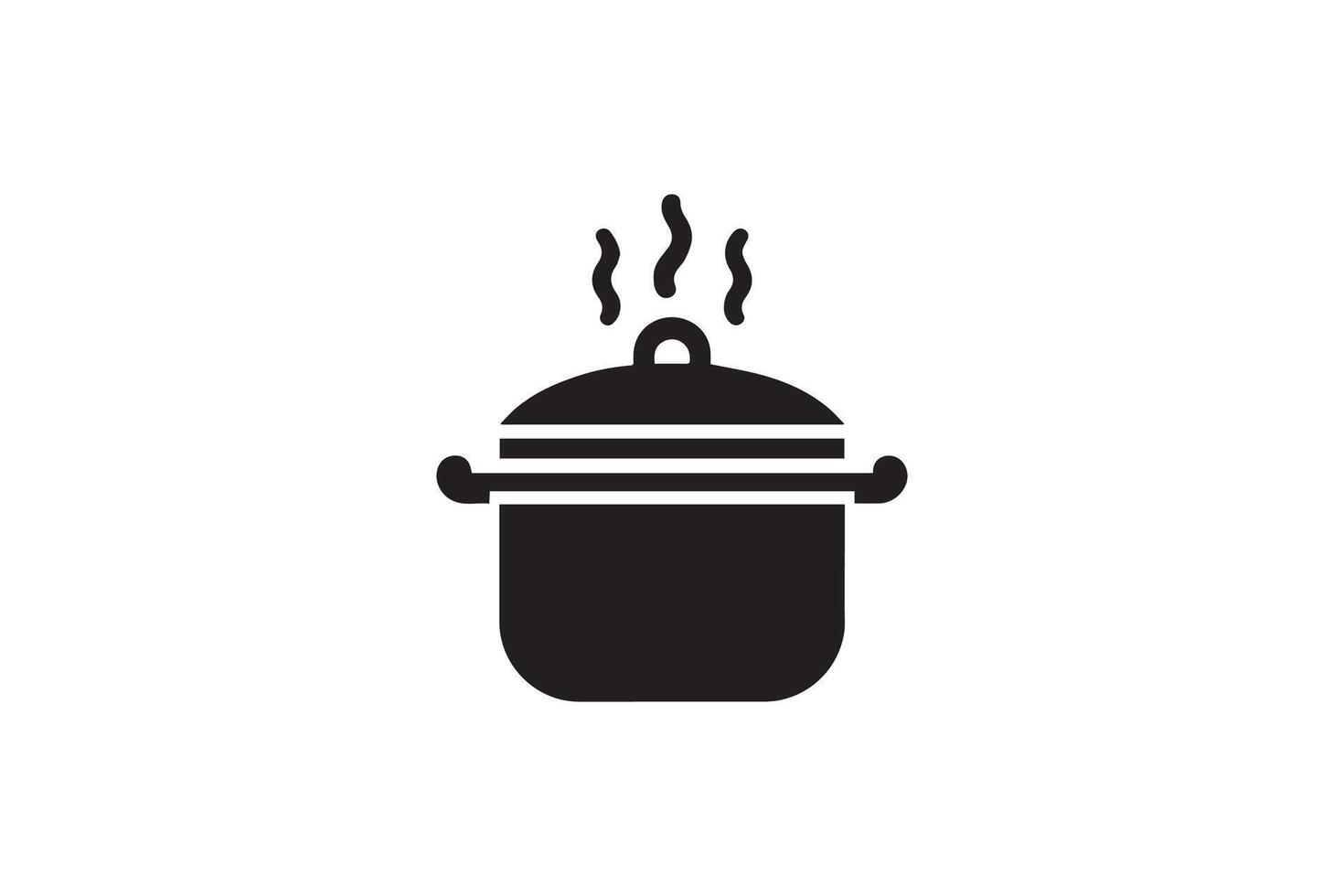 A black and white illustration of a pot with a lid vector