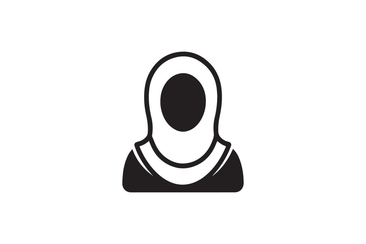 A black and white icon of a woman wearing a headscarf vector
