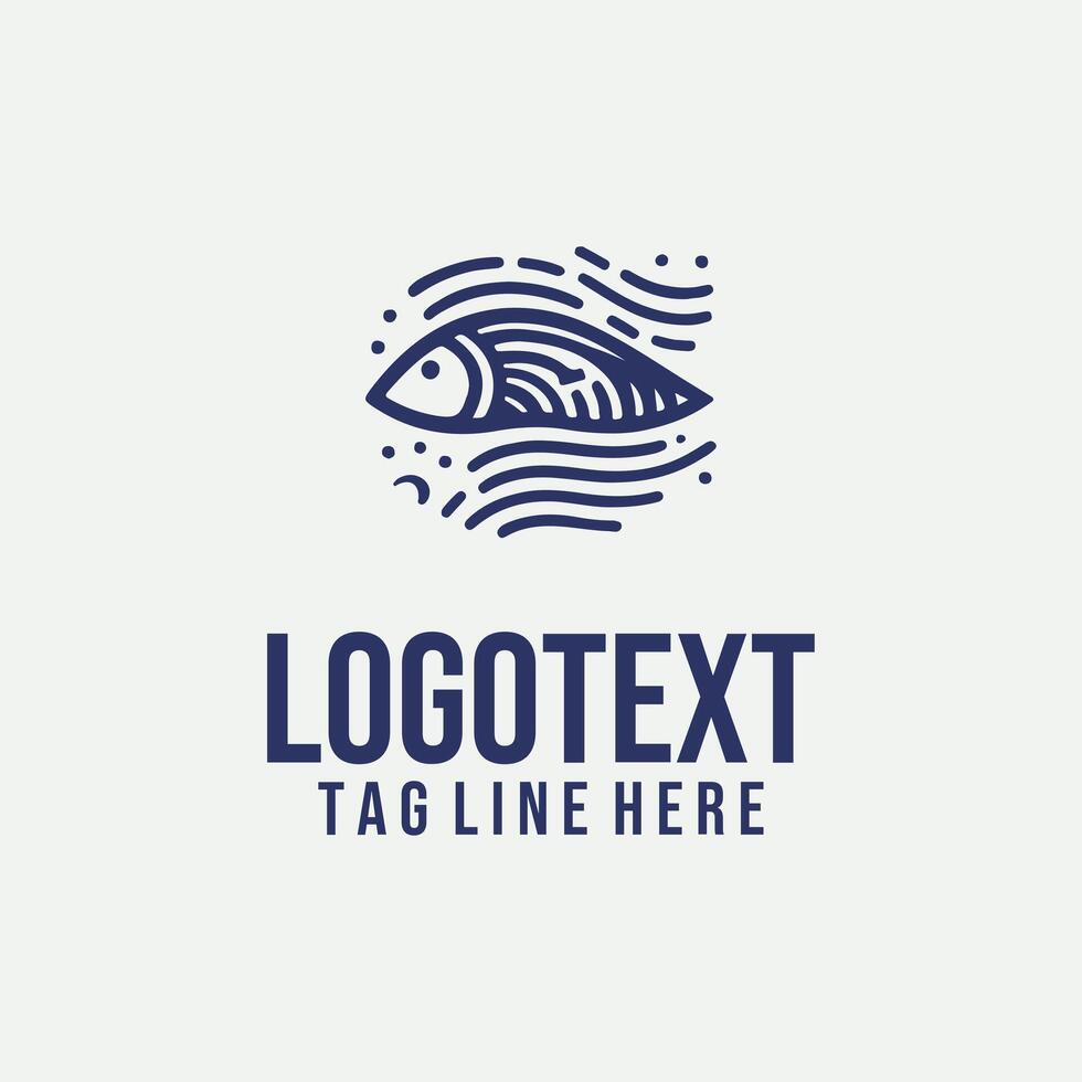 Swift stream linear fish logo vector
