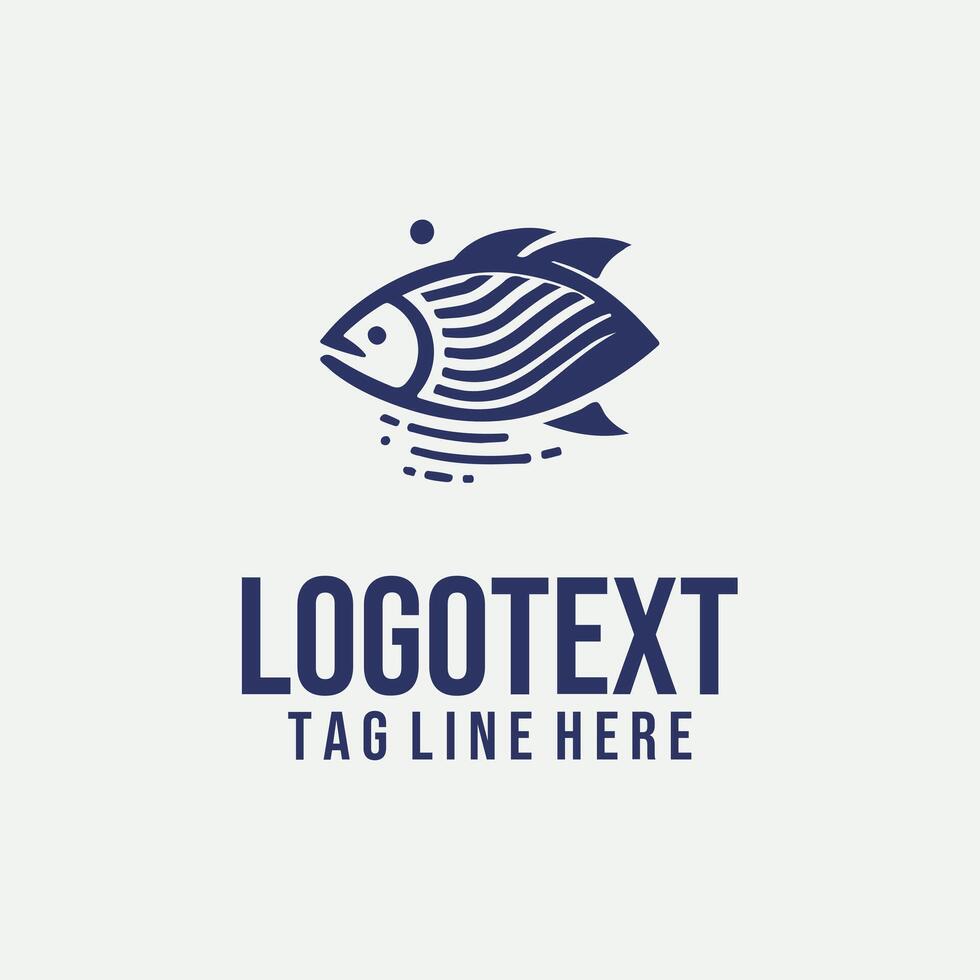 Fluid Glide linear fish logo vector