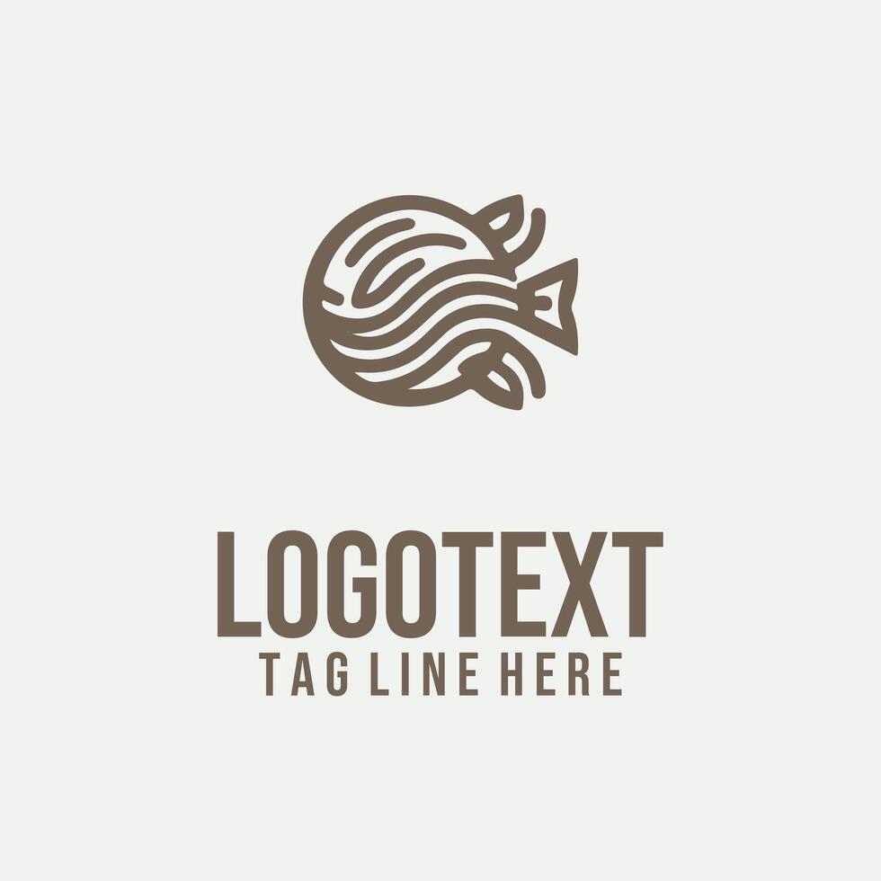 Aqua Vibe linear fish logo vector