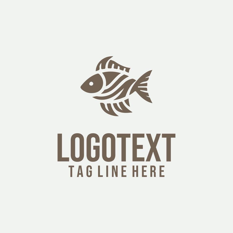 Flow fish linear fish logo vector