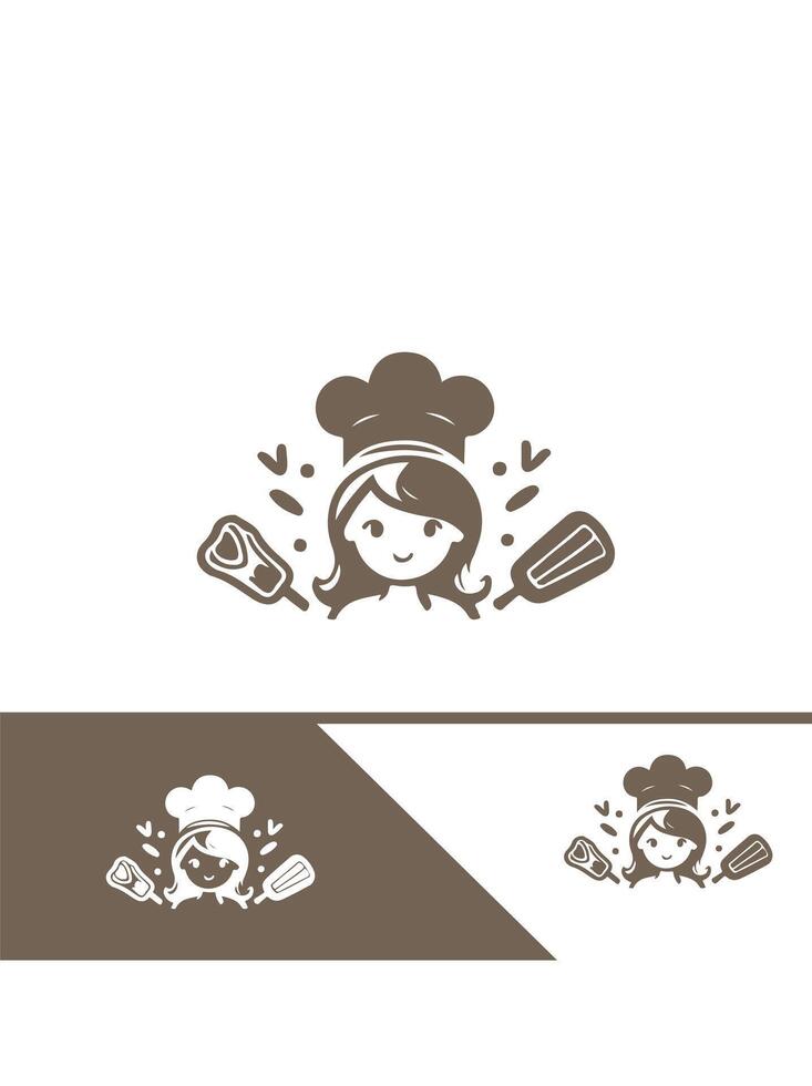 The Cupcake Cottage Bakery Girl Logo Design vector