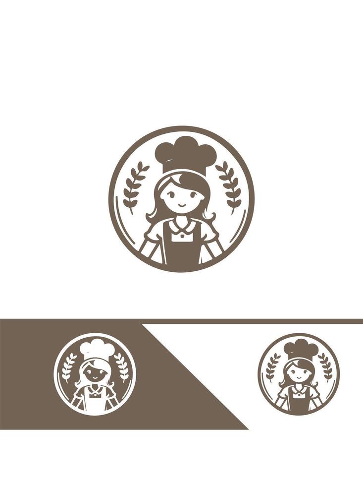 Sugar And Sprinkles Bakery Girl Logo Design vector
