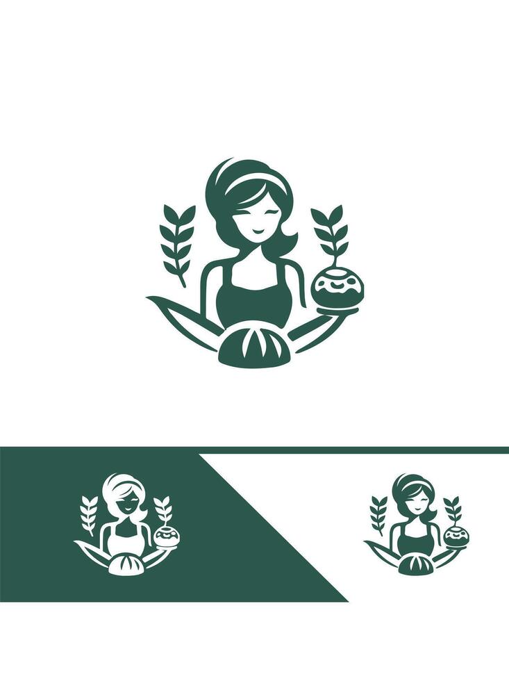 Velvet Whisk Bakery Girl Logo vector