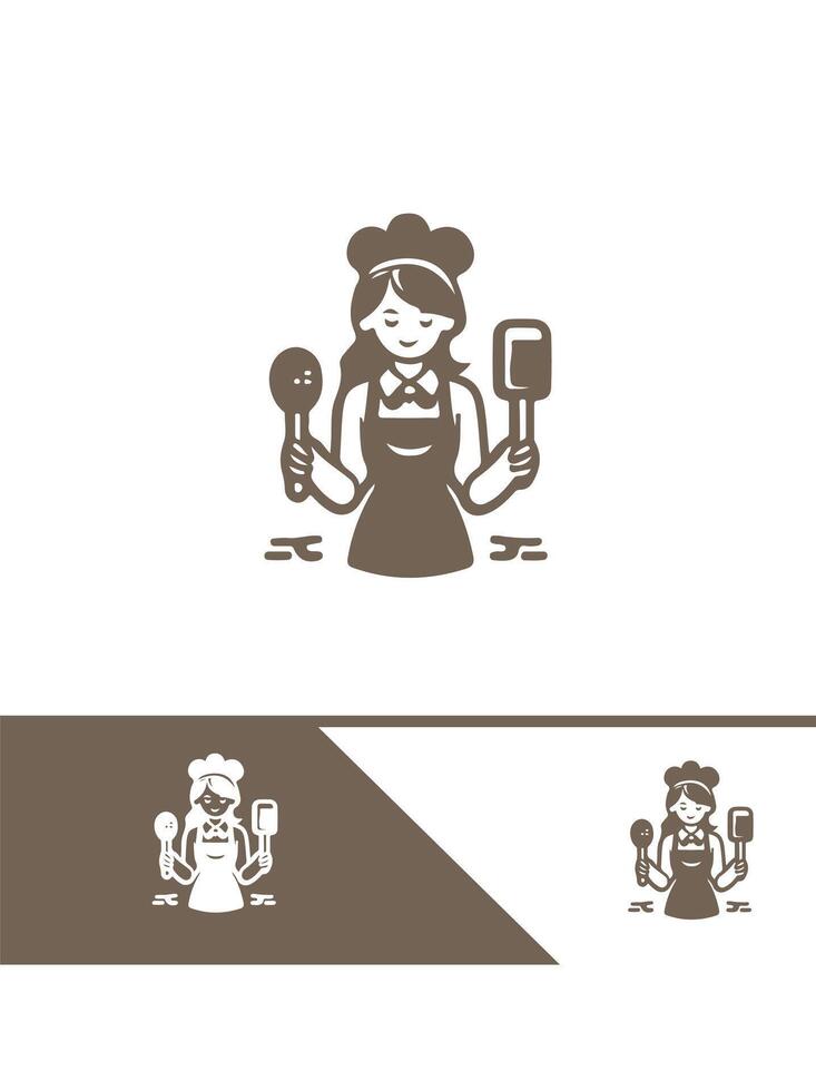 Sugar Blossom Bakery Girl Logo Design vector