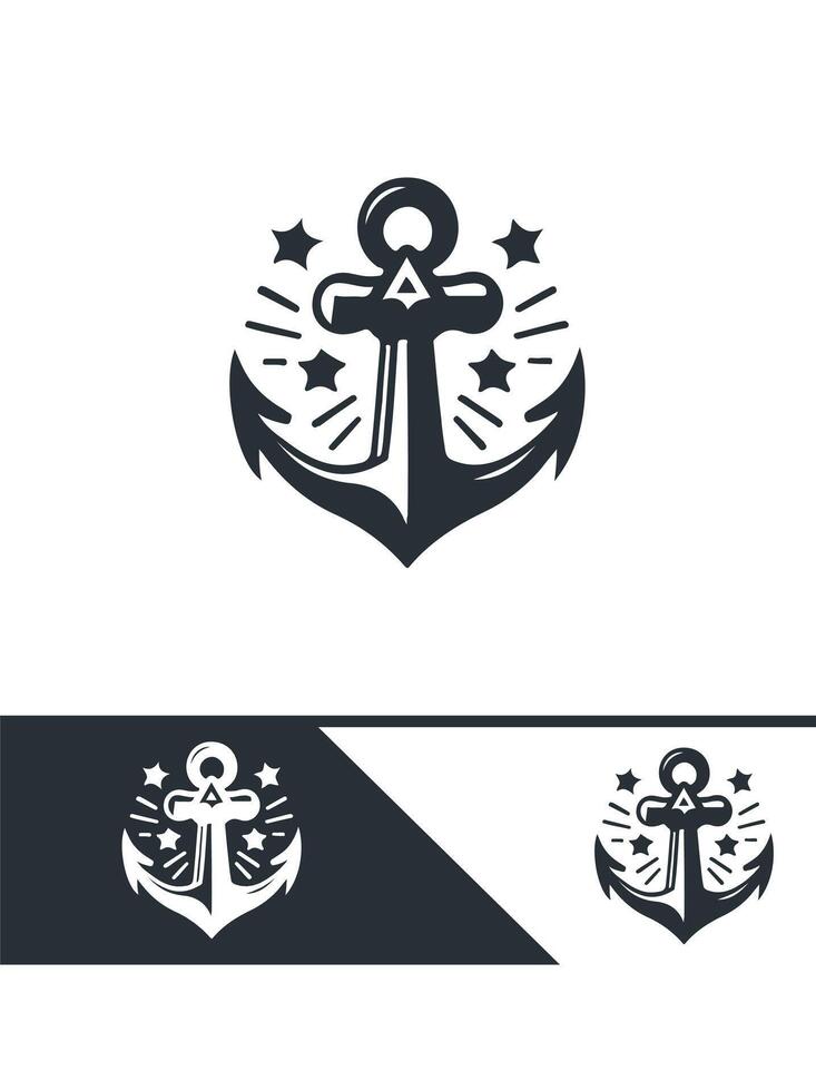 Anchor And Waves Logo Design vector