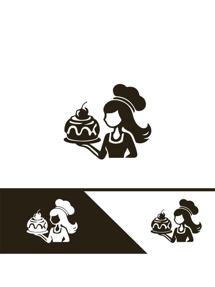 Pretty Pastries Bakery Girl Logo vector
