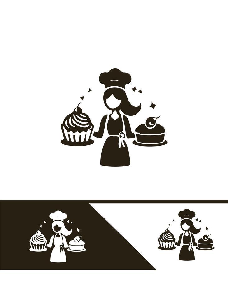 The Sugar Dandelion Bakery Girl Logo Design vector