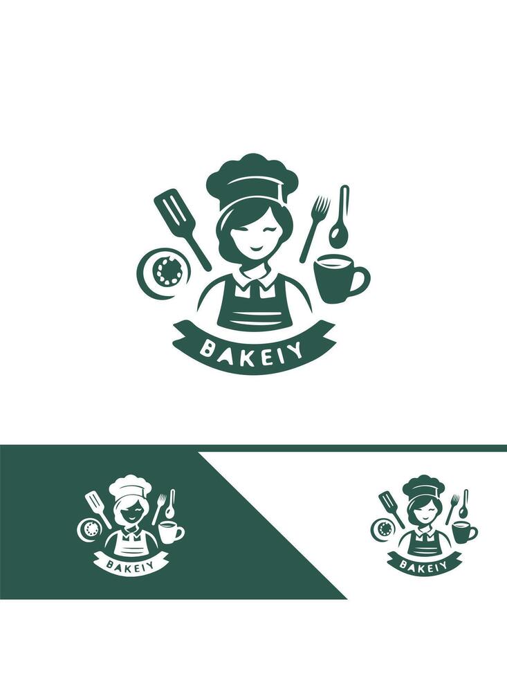 Rosebud Bakery Girl Logo vector