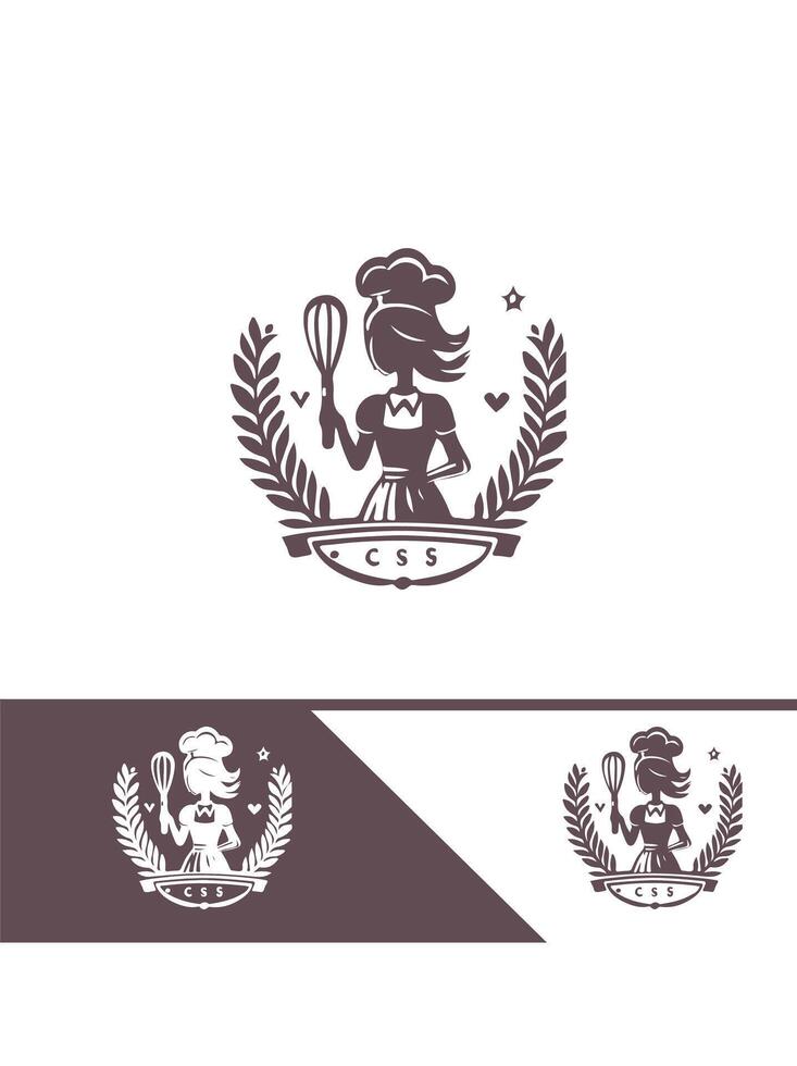 Sweet Lily Bakery Girl Logo Design vector