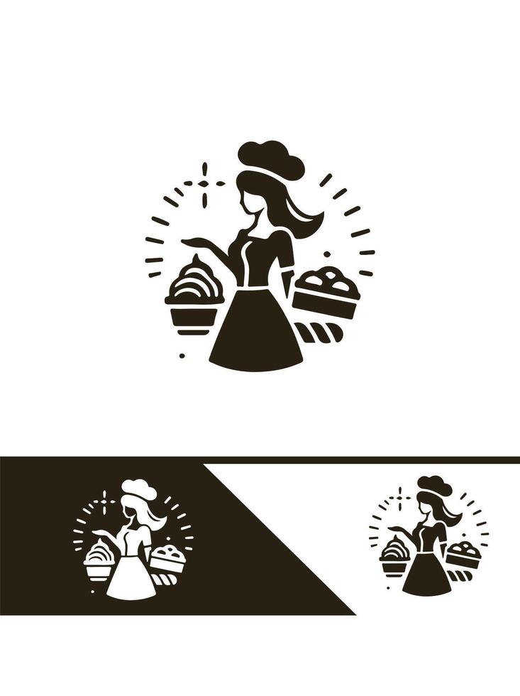 The Buttercream Bakery Girl Logo Design vector