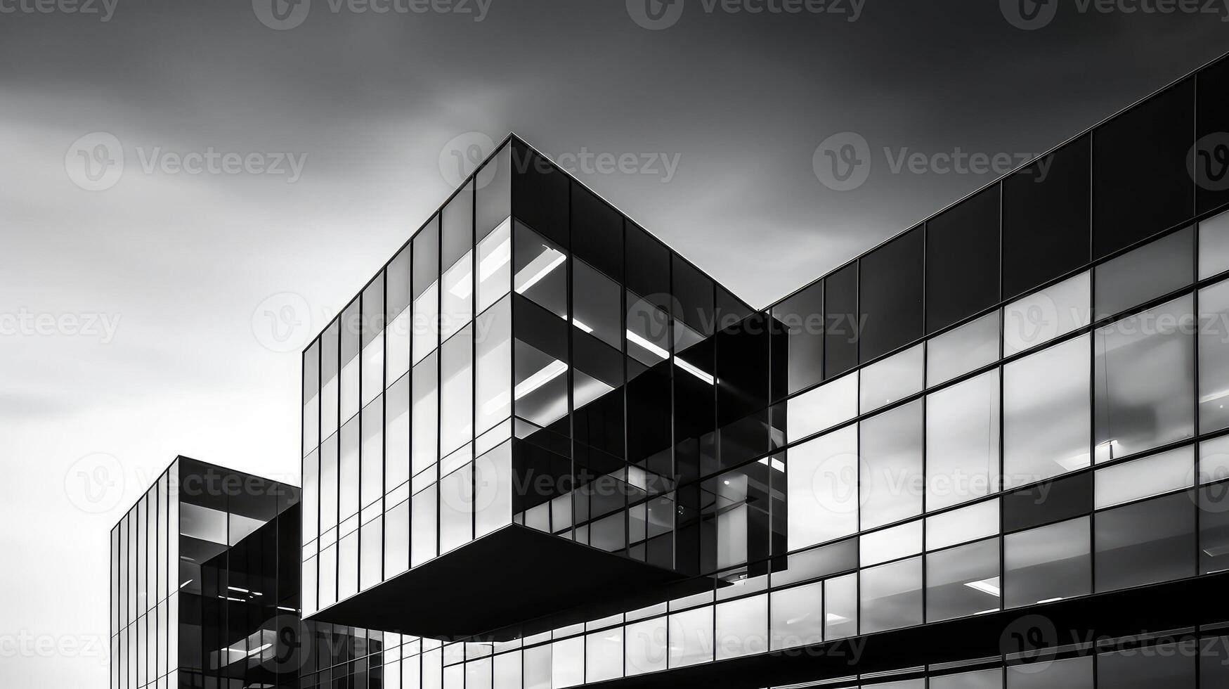 geometric buildings black and white photo