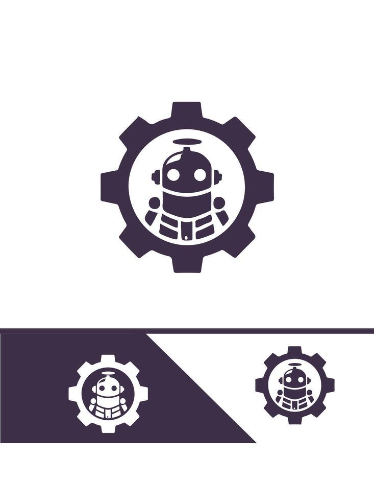 Cyborg Gear Robot Logo Design vector