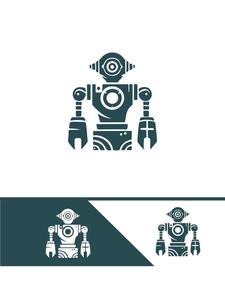 Mech Shift Gear Robot Logo Design vector