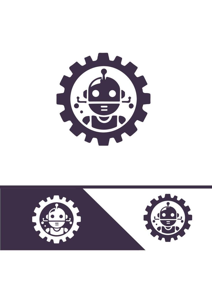 Gear Robot Logo Design vector