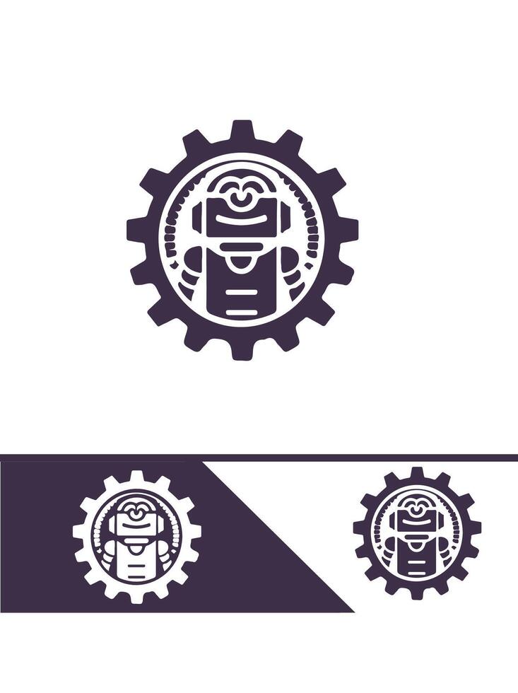 Elegant Gear Robot Logo Design vector
