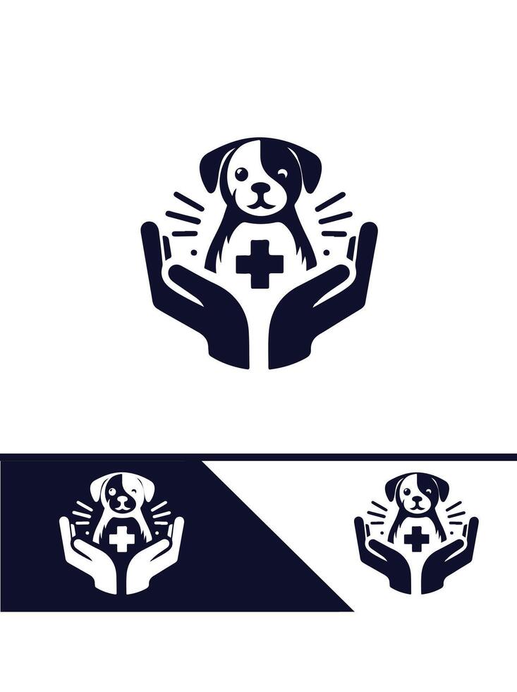 Pet Care Guard Pets In Safe Hand logo vector