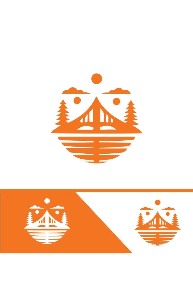 Bridge Stream bridge logo design vector