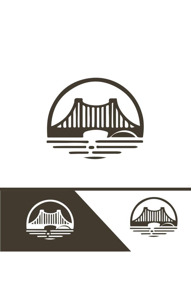 Horizon Cross bridge logo design vector