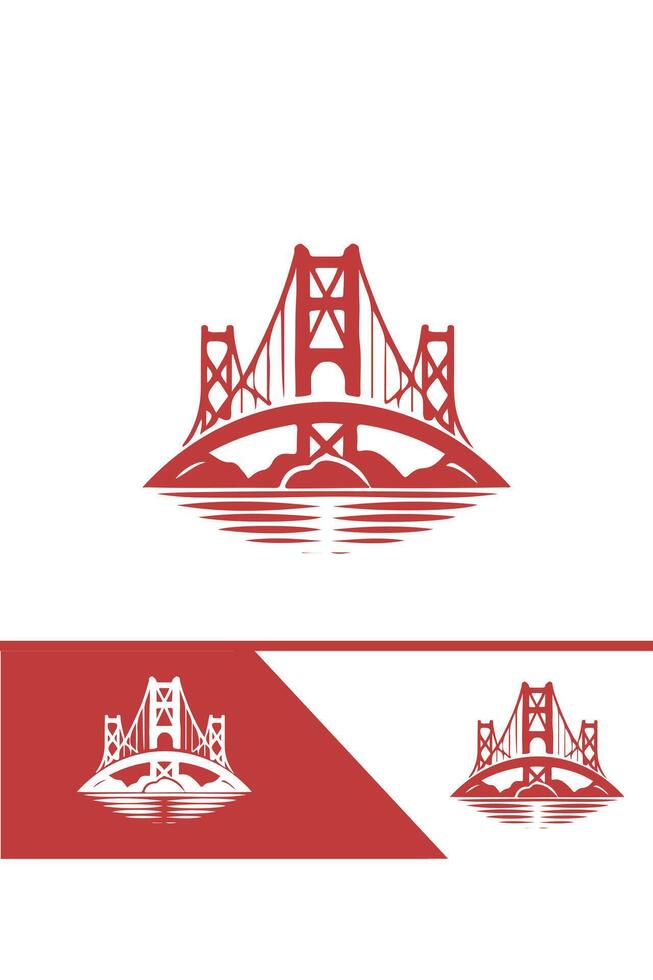 Bridge Wave bridge logo design vector