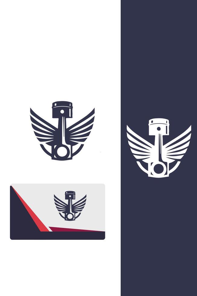Winged Engines Piston Wings logo vector