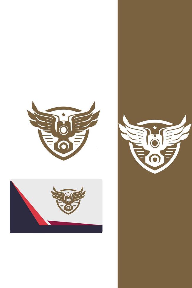 Engine Wings Piston Wings logo vector