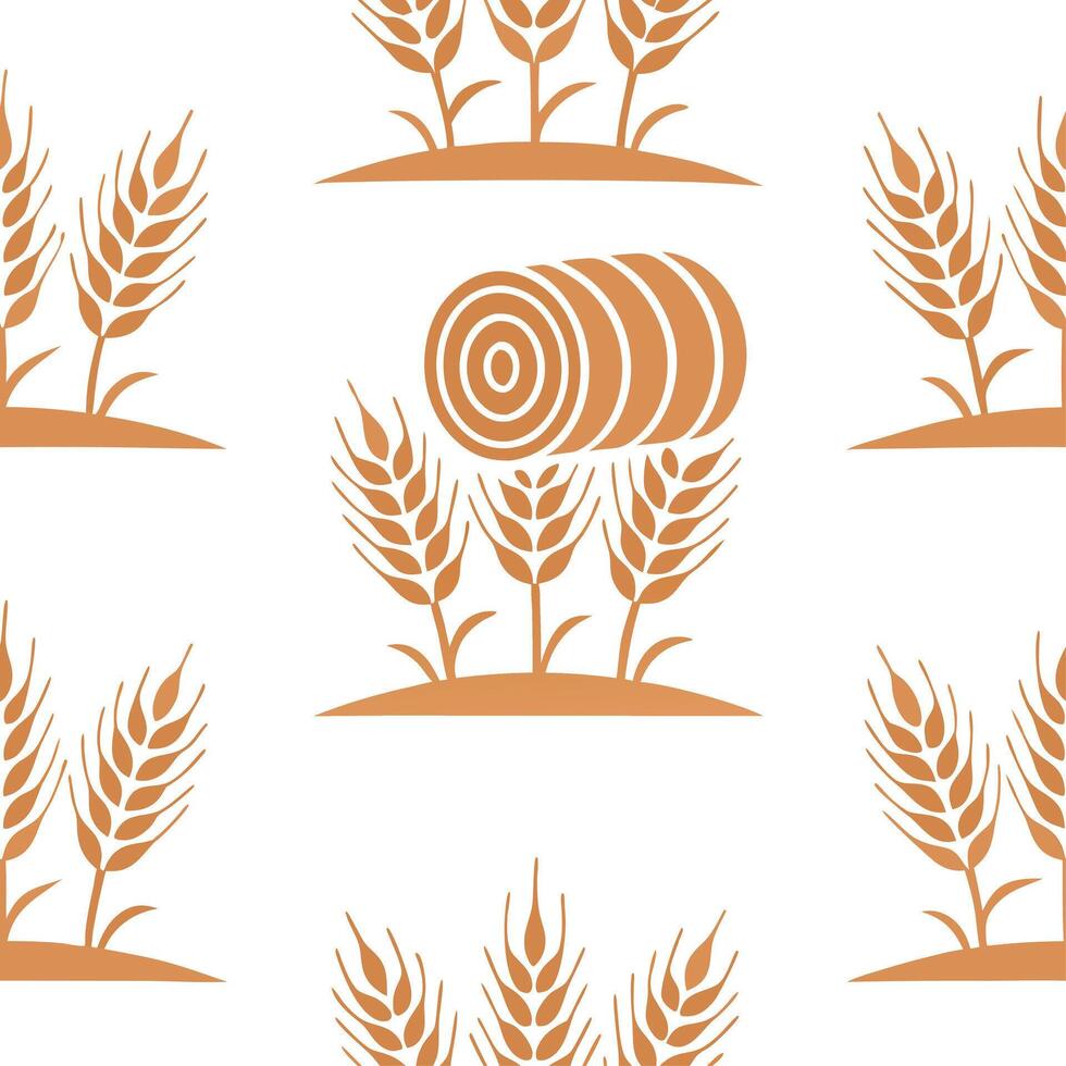 Subtle autumn harvest seamless pattern with hay bales wheat fields and muted orange tones for a rustic fall look concept as Rustic autumn harvest pattern with hay bales wheat field Dynamics vector