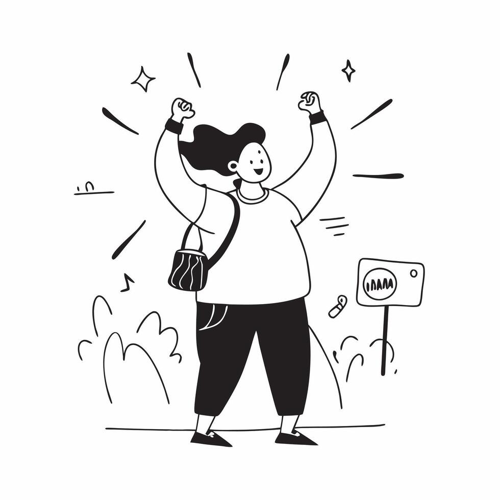 Candid Plus Size Model at a Music Festival concept as A candid shot of a plus size model enjoying a lively music festival dancing or singing along with the crowd The scene capture pure vector