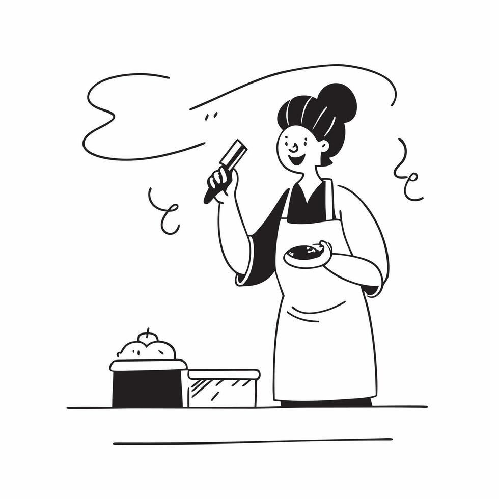 Candid Plus Size Model in a Cooking Class concept as A candid image of a plus size model participating in a cooking class learning new culinary skills The scene captures the joy o pure vector