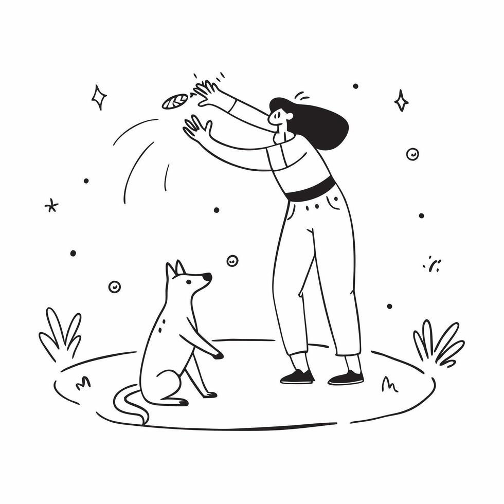 Candid Plus Size Model Playing with a Pet concept as A candid shot of a plus size model playing joyfully with a dog or cat in a sunny backyard The scene captures the warmth and af pure vector