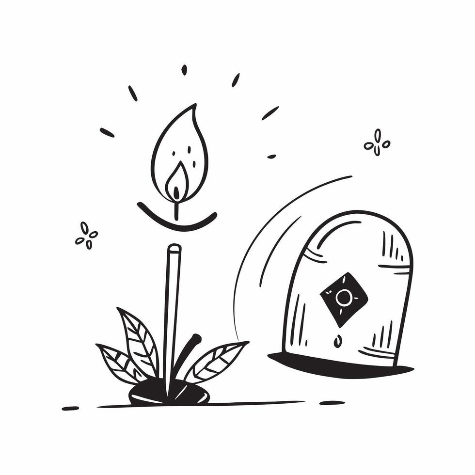 Cempas chil and Candle concept as A illustration of a cempas chil flower and a lit candle isolated on a white background This design highlights the important symbols pure vector